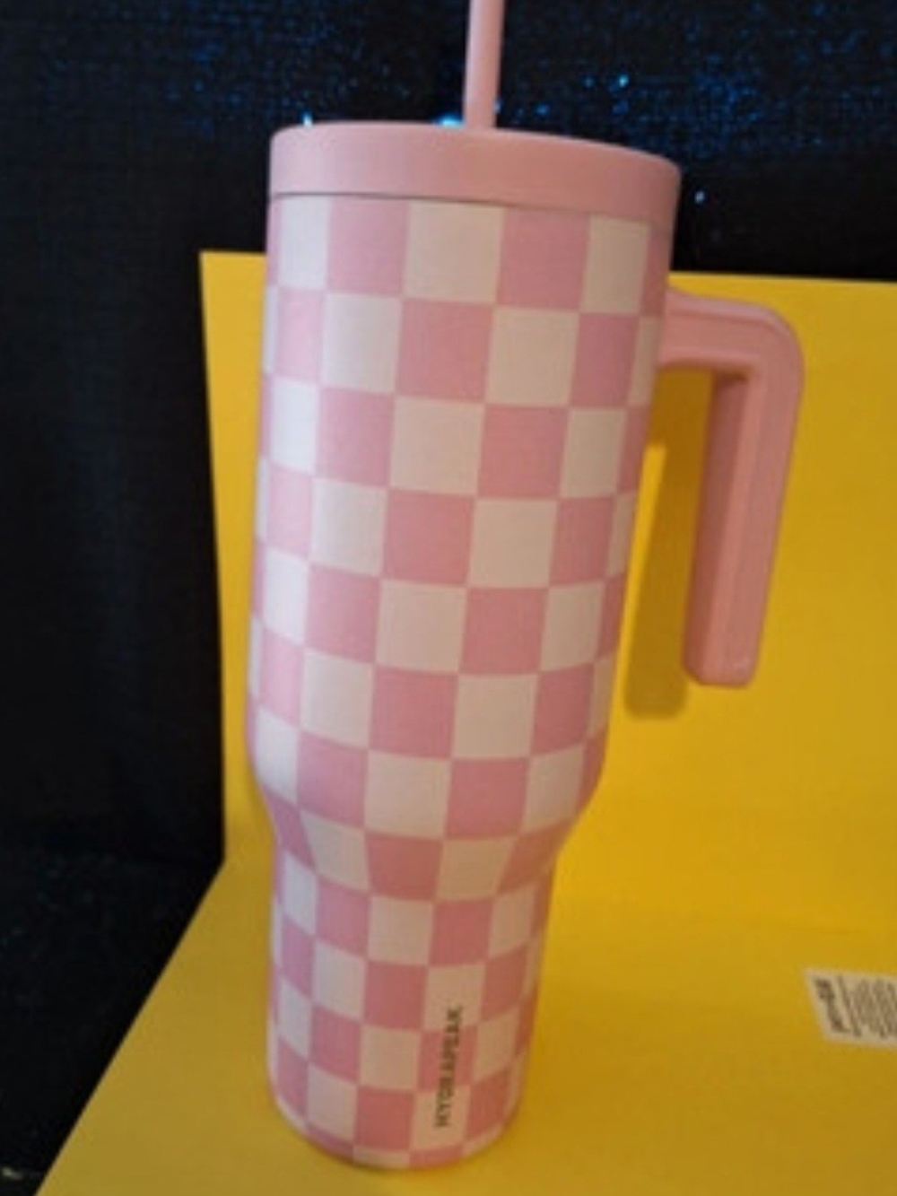 Pink and White Checkered Travel Tumbler LIMITED EDITION Value: $95